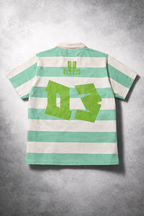 Vintage Mint green stripe rugby Polo shirt