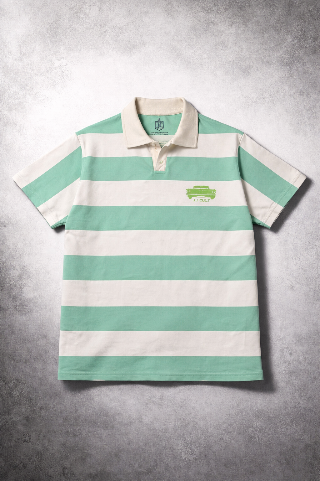 Vintage Mint green stripe rugby Polo shirt