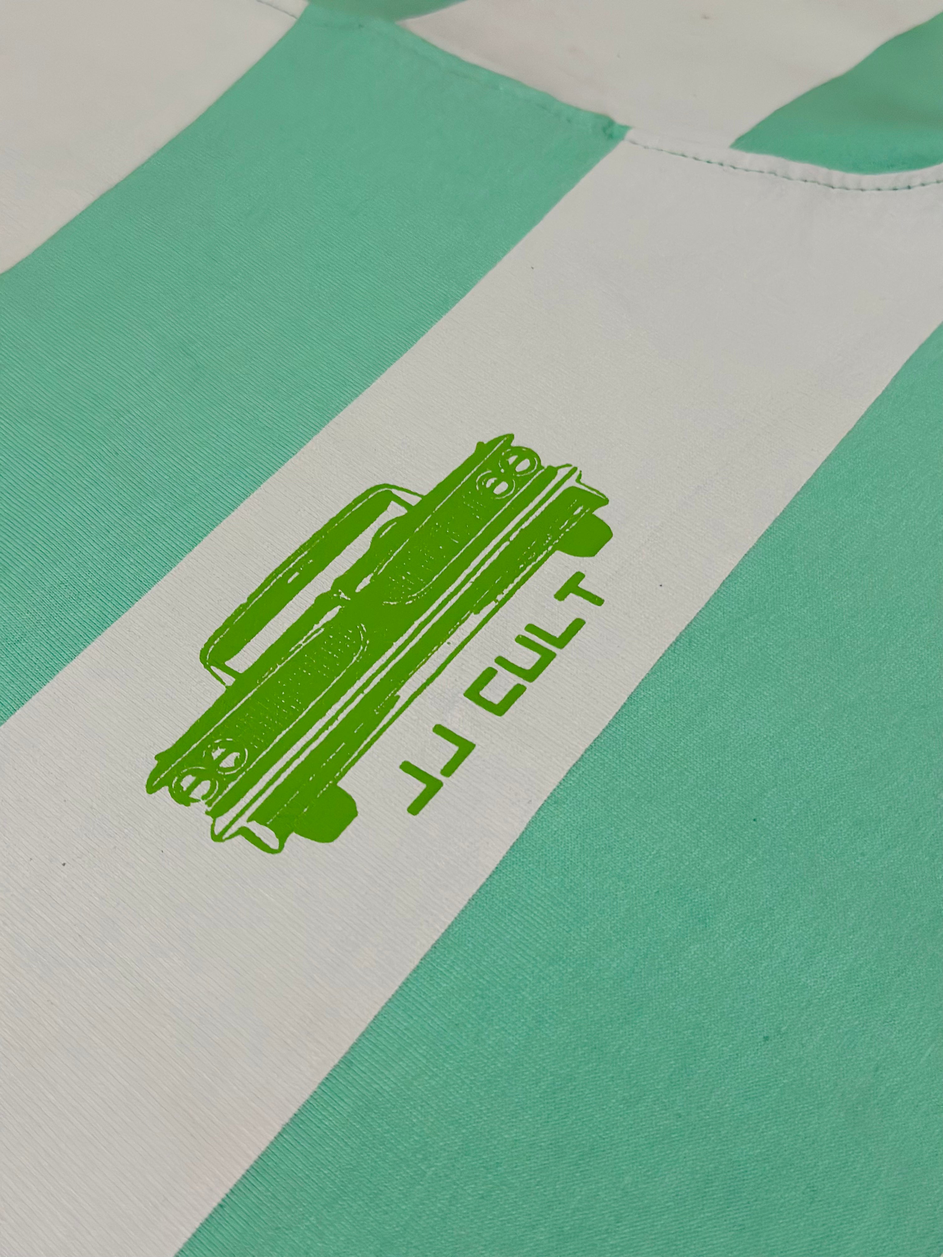 Vintage Mint green stripe rugby Polo shirt